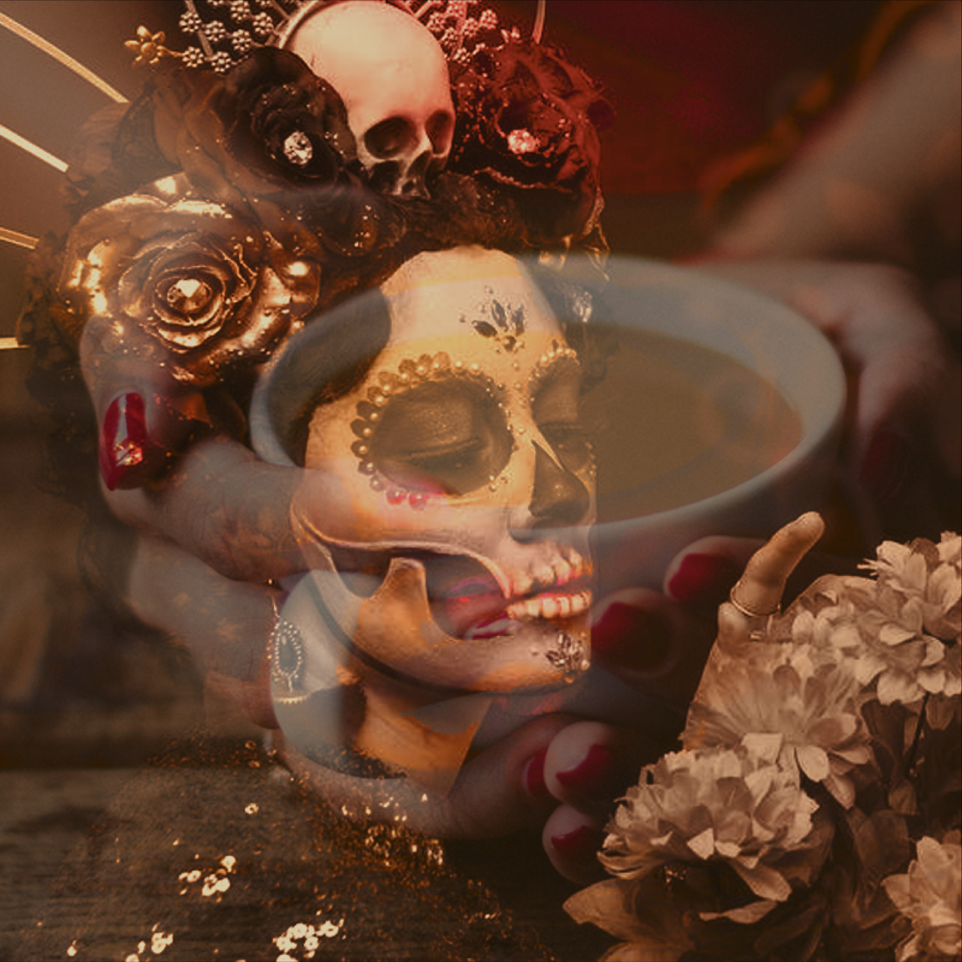 Coffee and Cream scented Day of the Dead candles and wax melts