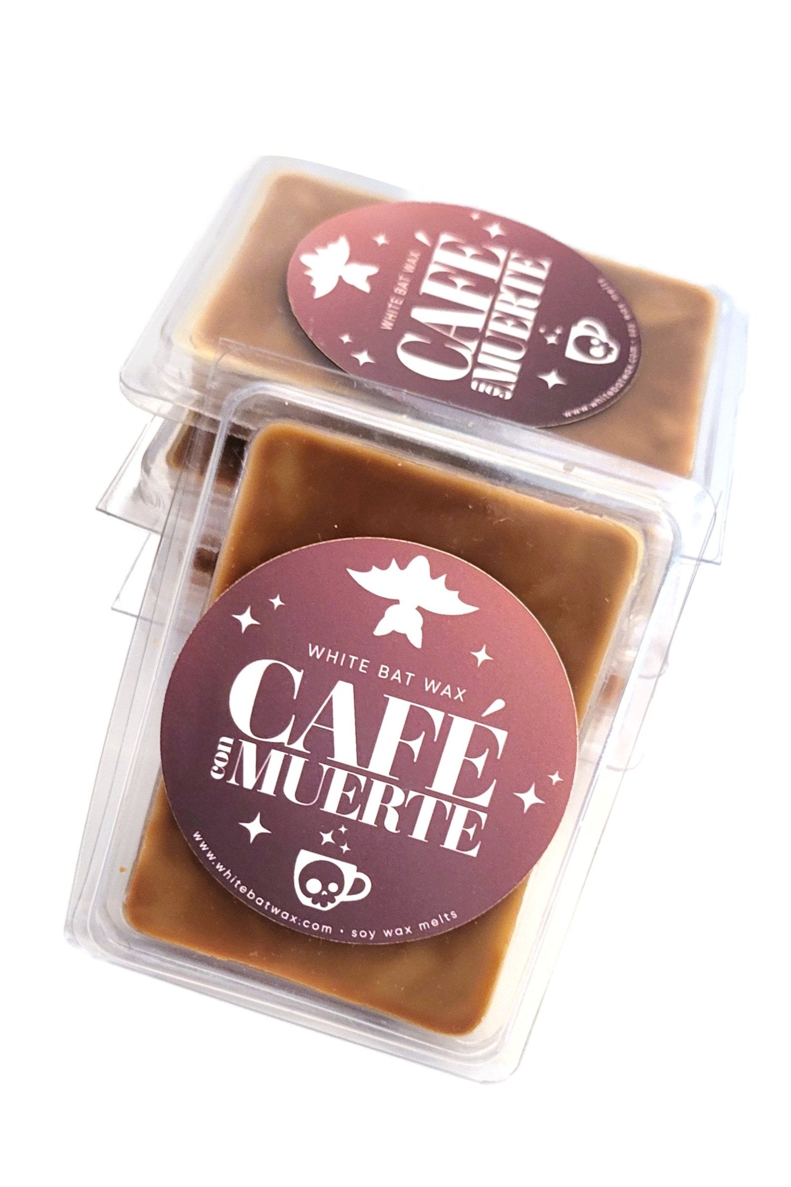 Cafe con Muerte wax melts coffee toffee vanilla caramel scented wax melts.