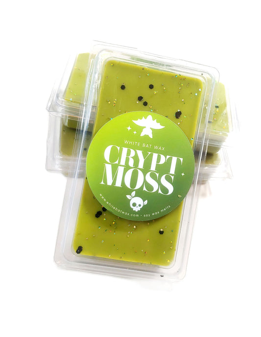 Crypt Moss loamy soil, wet stone, cemetery scented wax melts.