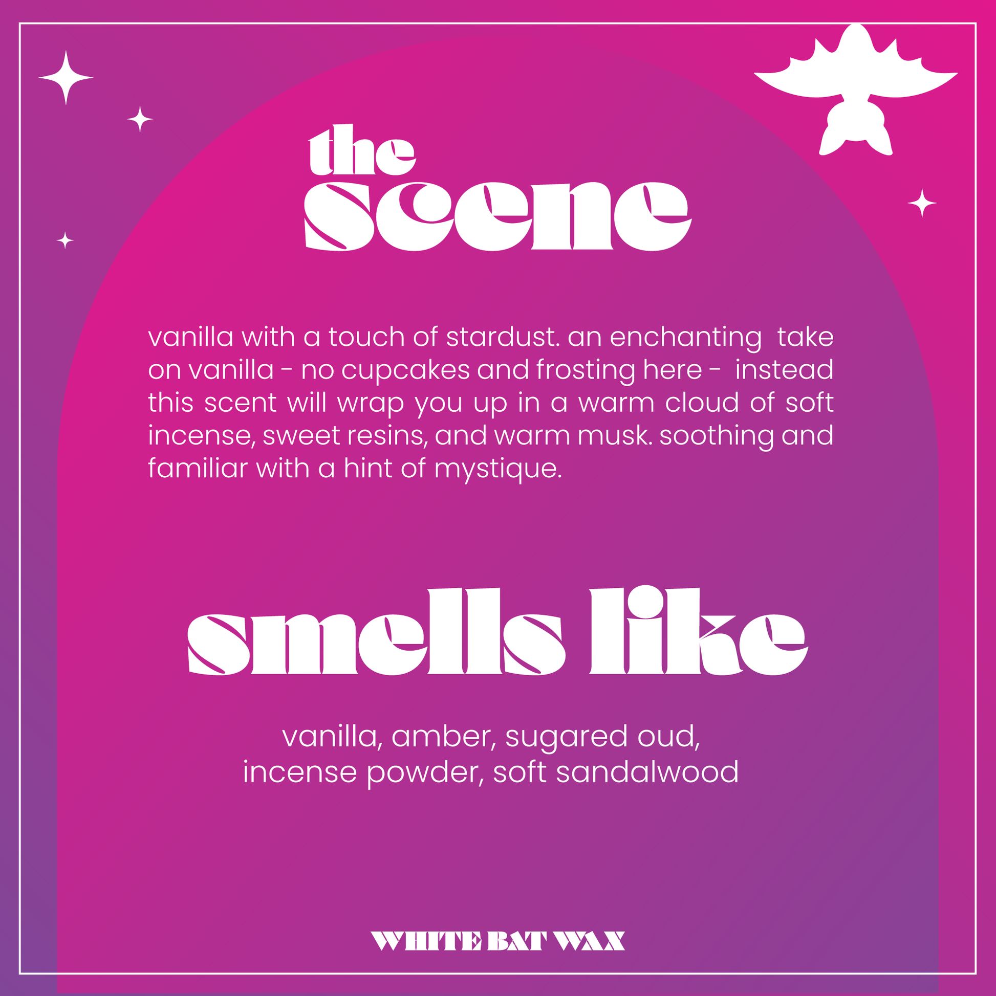 Mystic Vanilla vanilla incense scented gothic witchy wax melts and candles.