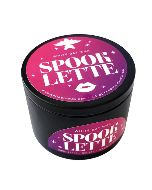Spooklette goth girl candle. Scent of a sweet, fizzy, sparling dark berry beverage.